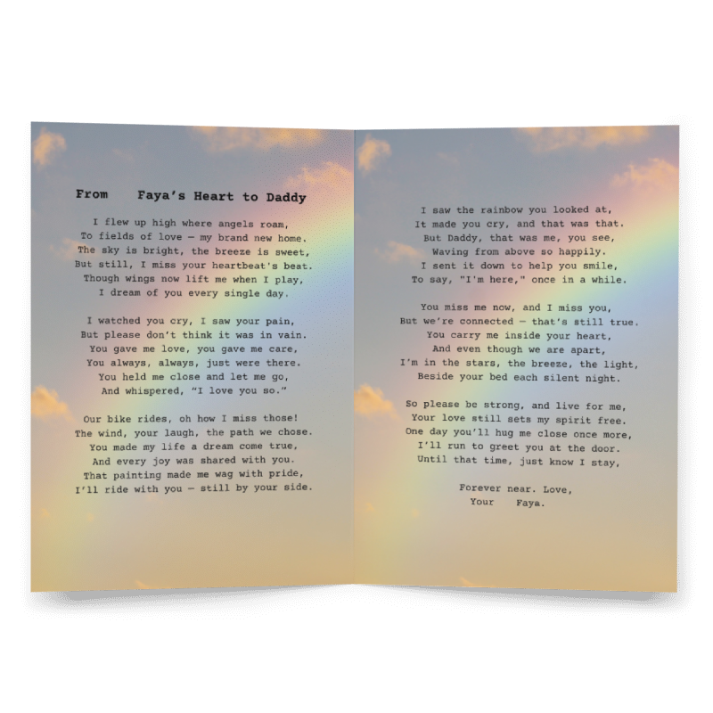 Custom Rainbow Bridge Poem Card