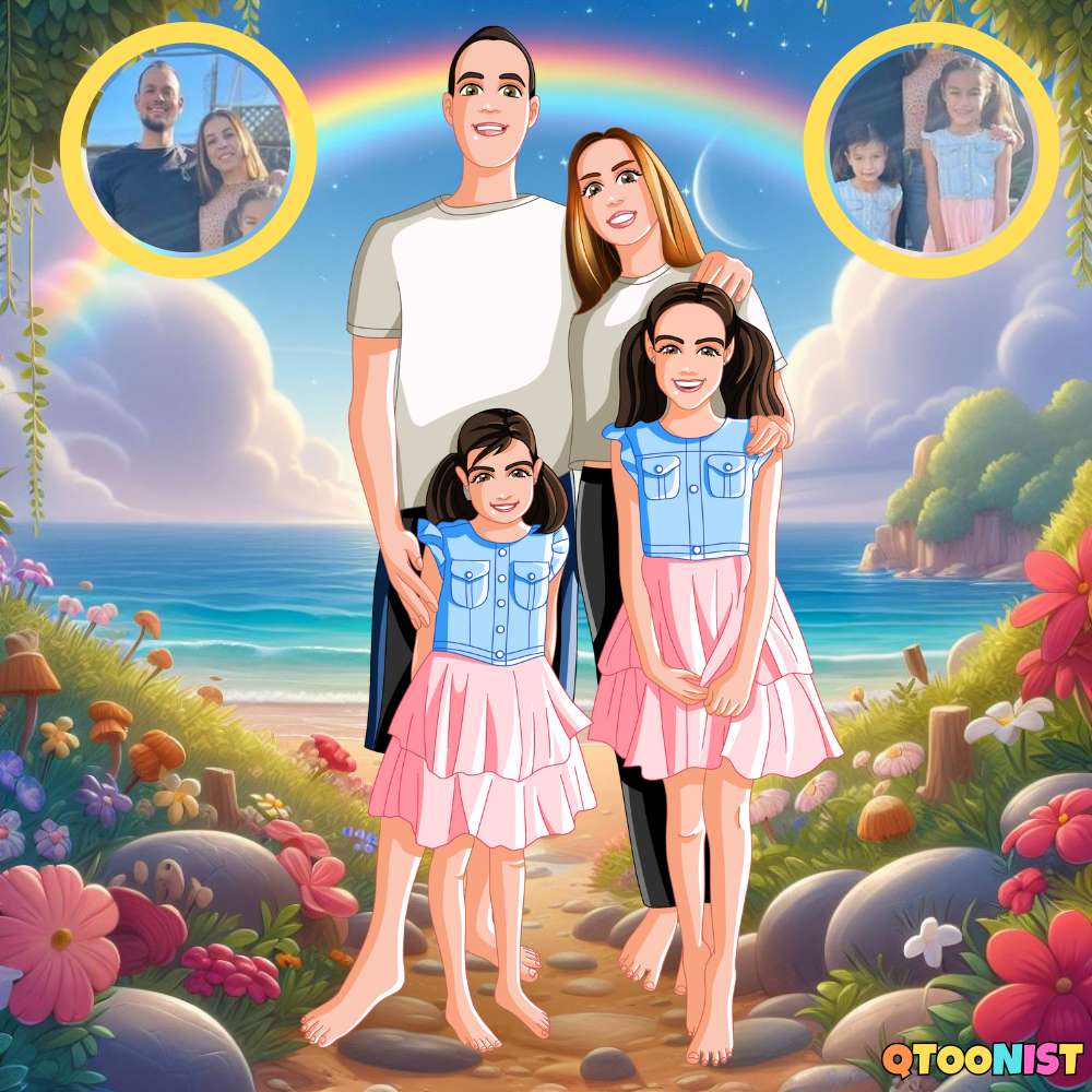 Custom Family Cartoon Portrait (Digital Download)