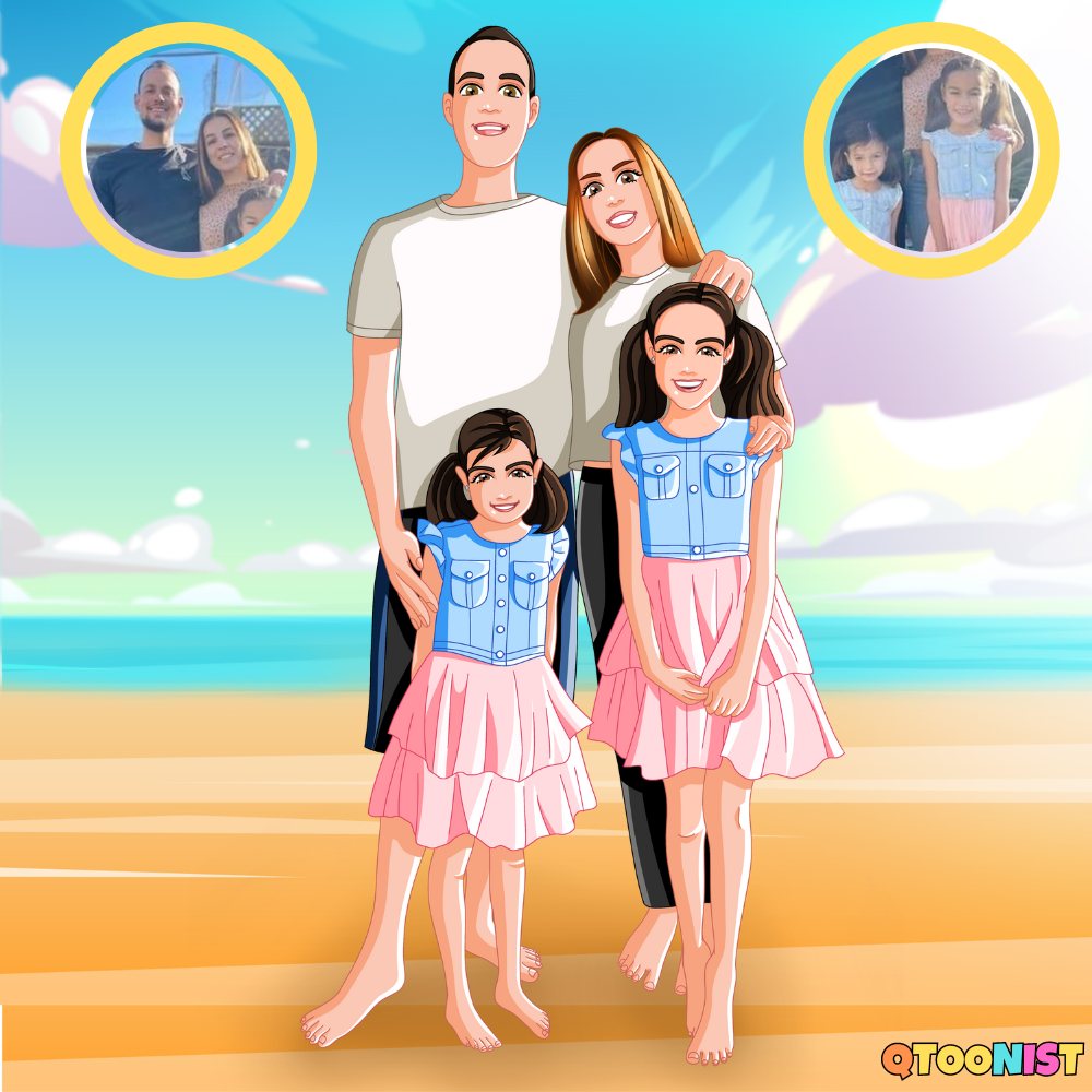 Custom Family Cartoon Portrait (Digital Download)